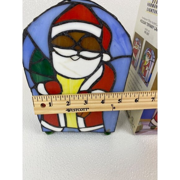 Christmas Stained Glass Santa Claus Tiffany Style Accent Lamp Style FX1-257 NOS - Picture 10 of 16